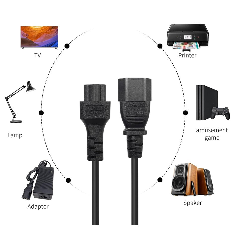C14 to C5 0.2Meter /2Meter C14-C5 (Notebook) Power Extension Cord  Extension