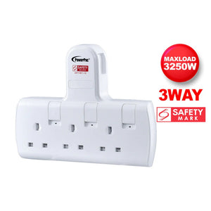 Powerpac 3 Way Socket Extension / 3W Adapter / 3Way Multi plug Extension Adaptor PP273