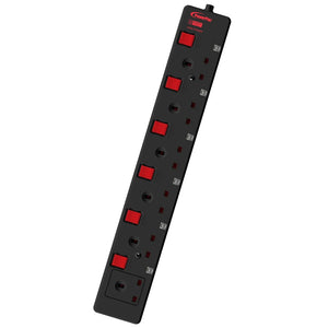 Powerpac  6 Way 3 Meter Extension Socket PP3886BK black (Safety Approved) Switch + Neon