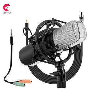 High Quality Recording Microphone Q8 with 3.5MM Audio Jack + Adjustable Shock Mount for PC Desktop Laptop Suitable for Singing / Conferencing