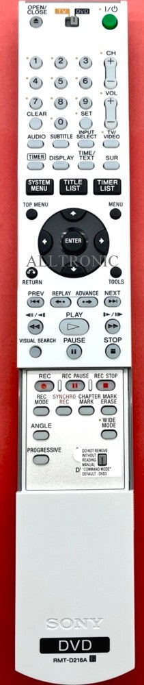 Genuine DVD Remote Control RMT-D216A / RMTD216A 147929011 for Sony RDR-GX310
