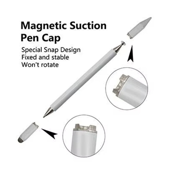 Universal Smart Tablet Phone Touch Pen  Capacitive Stylus Disk Silicone 3-in-1 Magnetic Stylus JB09 White for IOS and Android Device
