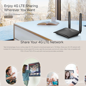 TP-Link 300 Mbps Wireless N 4G LTE Router TL-MR100 Sim Card 4G Router