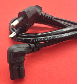 Power Cord  IEC 2pin to C7 (right Angle) / UK 2Pin to Figure 8 (Right Angle) - 1.5 Meter