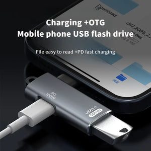 USB C  Type C Male adapter to 5GBPS USB A female + PD  100W Silver