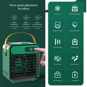 USB Mini Air Con Fan, USB Rechargeable Water Cooling Fan Tabletop Portable Mini Air Cooler