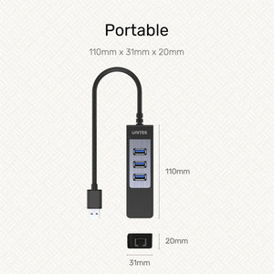 Unitek Y3045C Usb3 3Port Hub+ Ethernet Converter