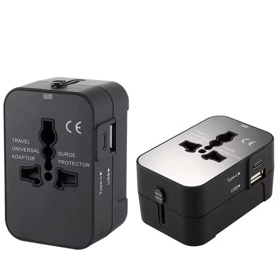 Travel Adaptor Universal with surge Protector and 1x USB-A Port + 1x USB-C Type C Port