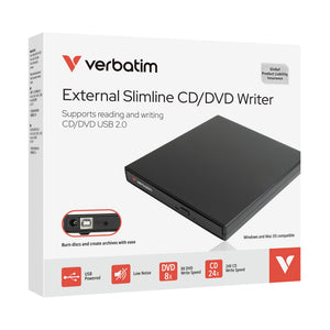 Verbatim External Slimline Mobile CD DVD Writer P/N: 66817