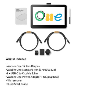 Wacom One 12 Pen Display DTC121W0C 11.6 Inch Full-HD Screen Drawing Tablet / 1YR Warranty