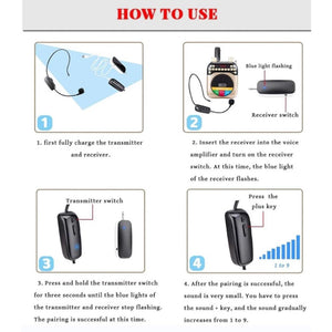 2 in 1 Handheld Wireless Microphone Professional Head-Wear Mic Volume Amplifier for Speech Teaching Radio Loudspeaker