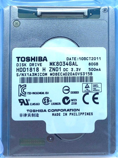 Camcorder HDD / Hardisk  MK8034GAL-80GB Toshiba / Sony 184036621 - EOL