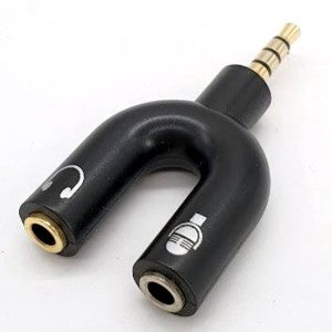 Headphone + Mic / Adaptor / Connector  3.5mm Male to 2x 3.5mm Female  / 3.5mm - 2x3.5mm M/F