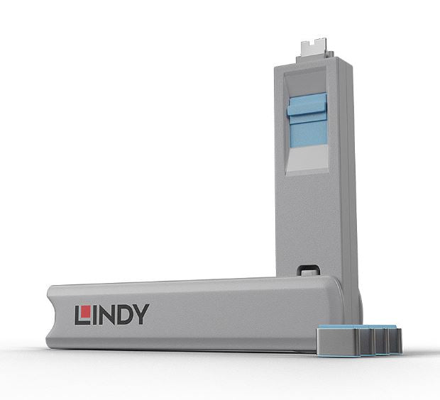 Lindy USB Type C Blocker - Pack of 4 + Key Blue 40465