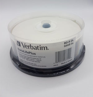 Verbatim Bd-R DL 50GB 25Pcs/Spindle White Ink-jet Printable# 43749
