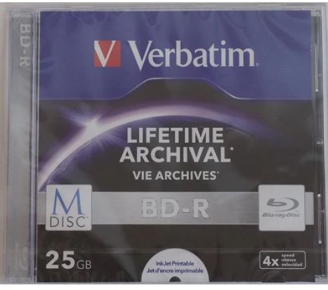 Verbatim M-disc BD-R 25GB 4x 1pcs Pack Jewel Case #43822