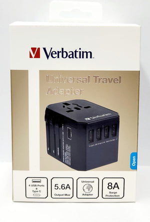 Verbatim Universal Travel Adaptor with 4x USB + 1x Type C 8A Europe /UK/ USA /Australia #65686