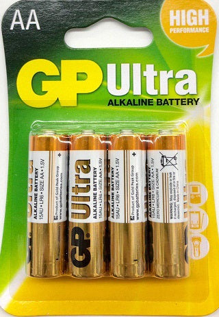 GP Alkaline Battery Size AA LR6 1.5V  4 pc pak