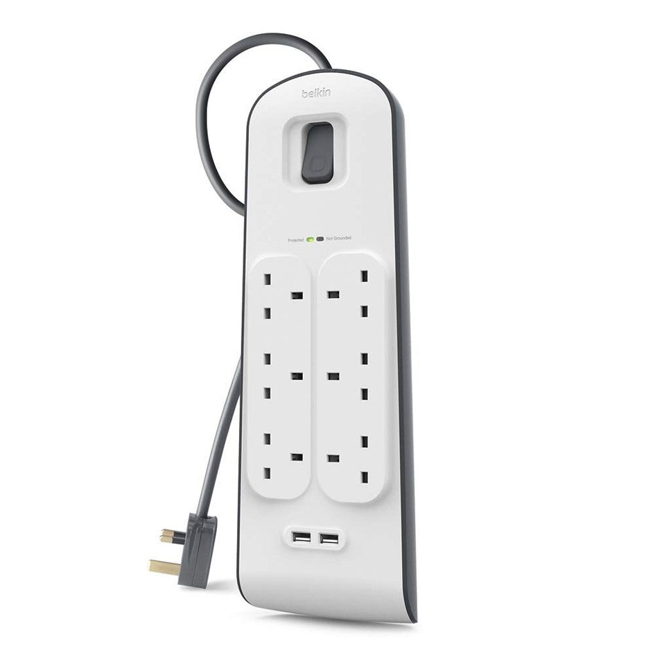 Belkin 6 Way Socket Outlet with surge protector strip and USB Port 2Meter Cord  Model: BSV601SA2M