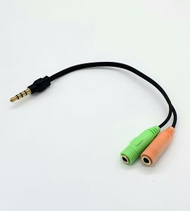 Audio Splitter 3.5mm Jack 1 Male To 2 Female  (Female *1 For Microphone *1 For Headset)