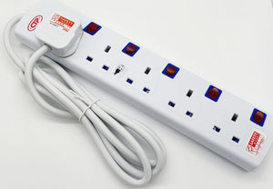 CTP 4 Way / 5 Way 2 Meter Power Socket Extension Safety Approved