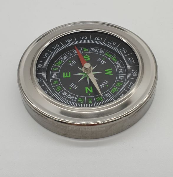 Outdoor Navigation Compass 75mm Diameter in Stainless Steel Case