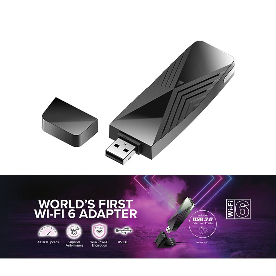 D-Link AX1800 Wi-Fi 6 USB Adapter  DWA-X1850 / Dlink DWAX1850 Wifi 6