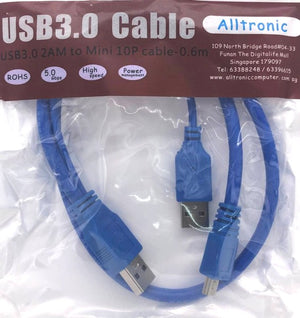 Cable USB3.0 2X AM to Mini 10Pin USB 0.6Meter DU306