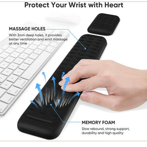 Keyboard Wrist Rest / Black Memory foam / Ergonomic Keyboard Wrist Rest Support for Easy Typing and Pain Relief