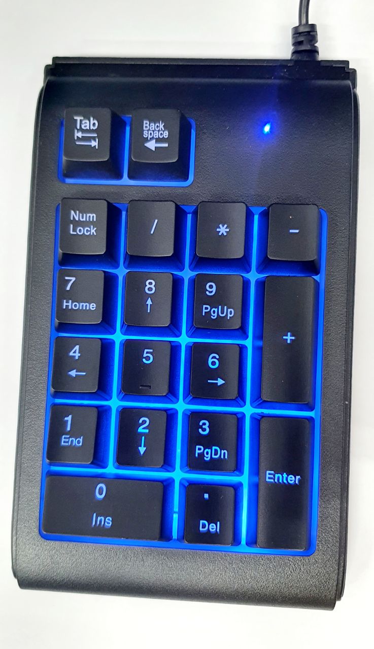USB Wired Mechanical Numeric Keypad with Three Colours LED backlit 19 keys NumPad