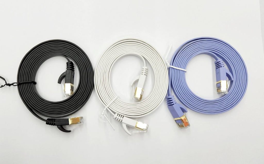 CAT6 UTP RJ45 Ethernet Cable  Flat - Gigabit 0.5m / 1m /1.5m / 2m / 3m / 5m / 10m  Gold Plated Connector OEM