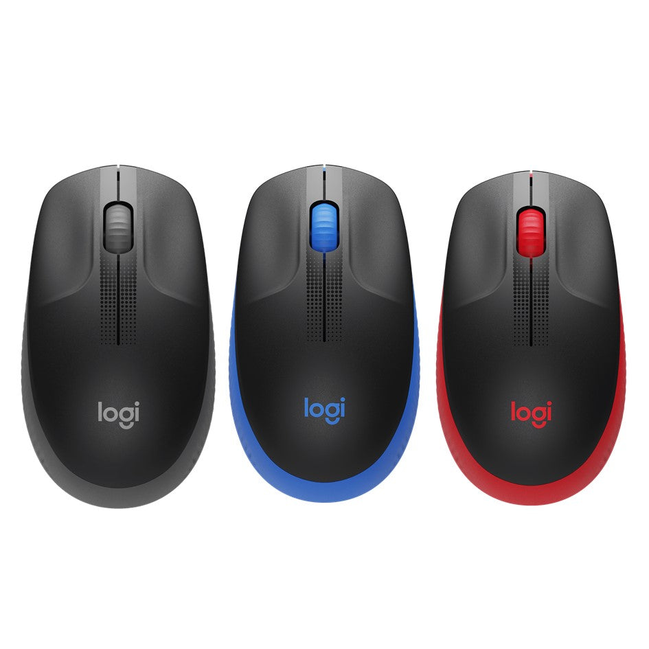 Logitech M190 Wireless Mouse Charcoal / Blue/ Red
