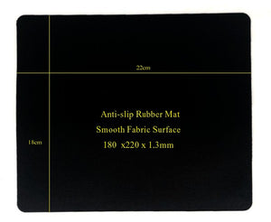 Anti slip Mousepad / Mouse Pad 180 x 220 x 1.3mm  Smooth Fabric Surface - Black