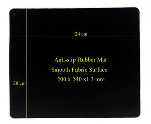 Anti slip Mousepad 200 x 240 x 1.3mm Smooth Fabric Surface - Black