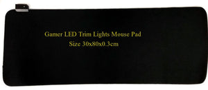 Anti Slip Ergonomic Gaming Mousepad 300 x 800 x 3mm Black with LED Trim Lights