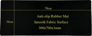 Anti Slip Ergonomic Gaming Mousepad 300 x 700 x 3mm Black with Black Trim