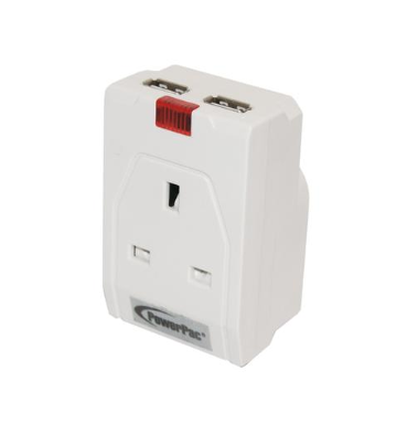 Powerpac Plug PP010U w 2 USB Port