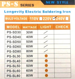 Soldering Iron 220V / 60Watt Mark II China 2pin PS-SL602 / PSSL602 (Longevity Series)