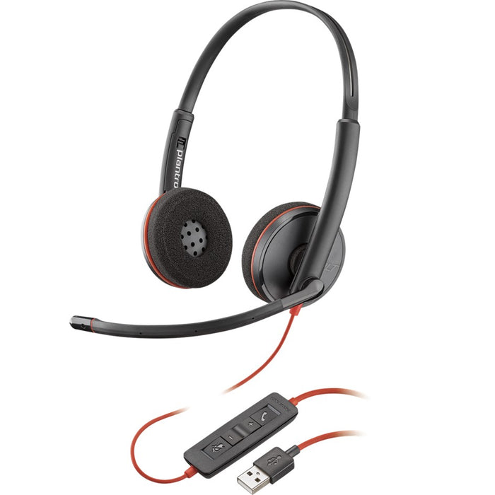 Poly / Plantronics Blackwire 3220 USB-A Video Conference Headset with Mic  P/N: 209745-222 / 2Yrs Warranty
