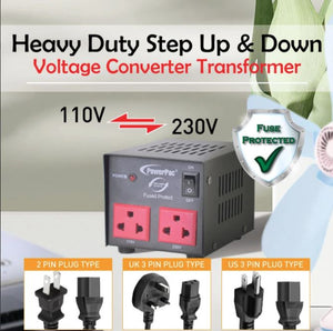 Powerpac 500W Heavy Duty Step Up & Down Voltage Converter Transformer 110V / 220V Voltage Regulator (ST500)