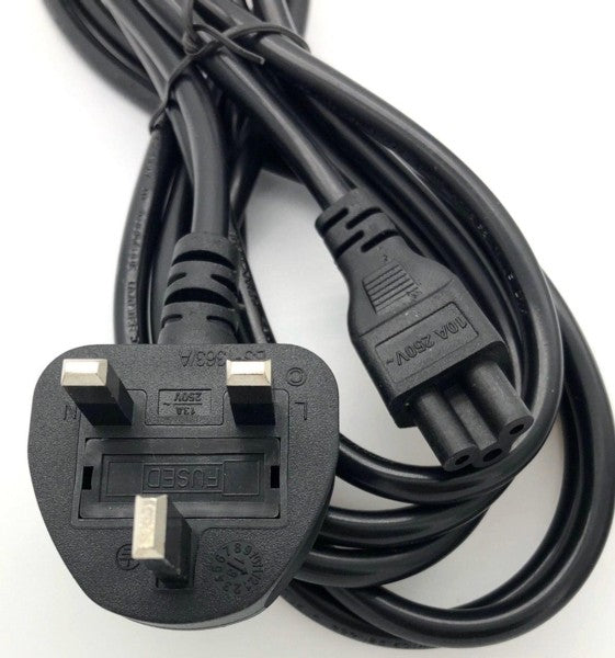Power Cord 3Pin UK to C5 (Notebook) 1.8Meter 0.75mm2 with Safety Approved Mark