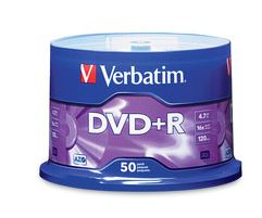 Verbatim DVD+R AZO 50pcs per cake box 4.7gb 16x 120min #95037