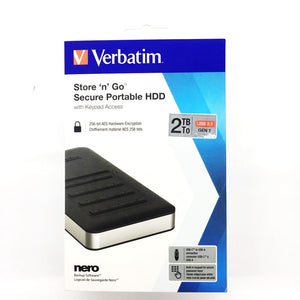 Verbatim 2TB HDD Store "n" Go Secure Portable HDD with Keypad Access #53403
