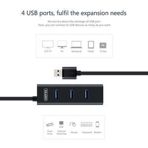 4 Ports USB3.0 HUB Unitek Y-3089ABK 1.2Meter