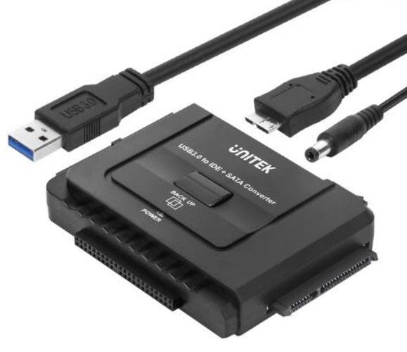 Unitek Y3321 USB3 to IDE+Sata Converter (Suitable for 2.5"/3.5" HDD with any Capacity)