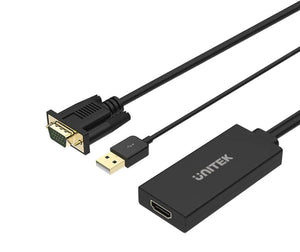 Cable VGA (Male) to HDMI (Female))  with USB Connector for Stereo audio Unitek Y-8711