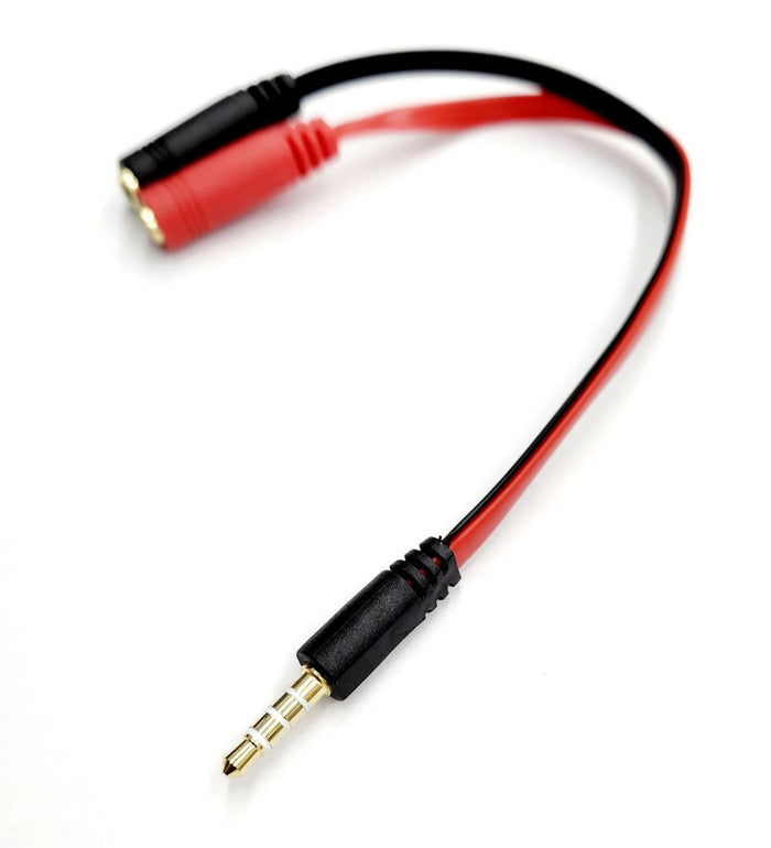 Cable Audio 3.5mm to 3.5mm Female x2 Flat Black/Red